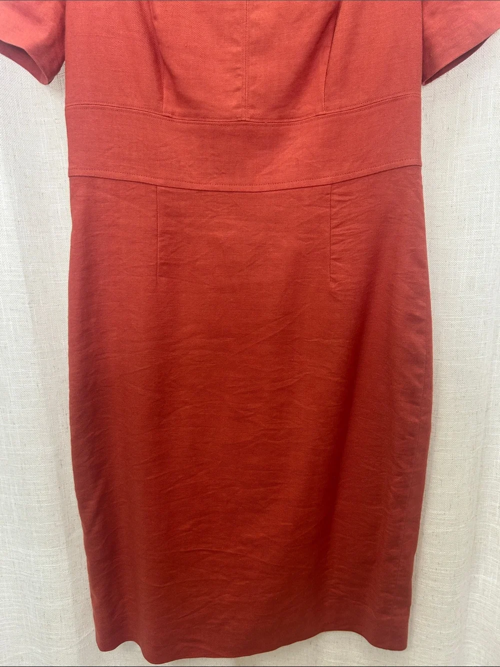 J. Crew Rust Short-Sleeve Square Neck Sheath Dress Size 8 Excellent Condition